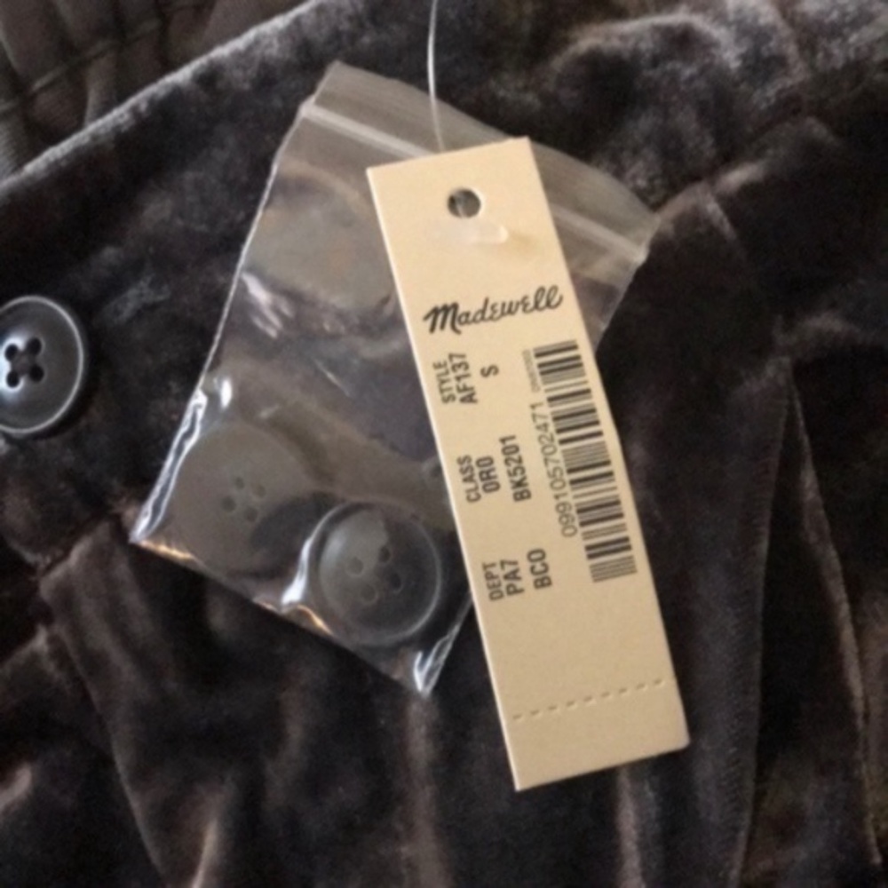 NWT Madewell Velvet Tapered Pleat Pull on Pant (S) - Picture 4 of 5